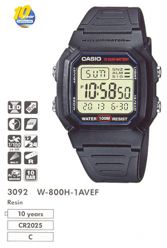 Часы наручные CASIO W-800H-1A фото 2