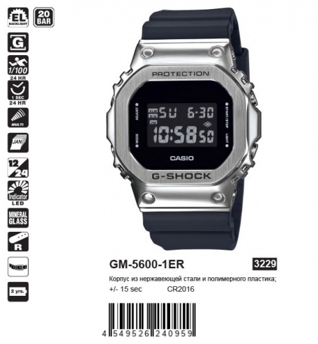 Часы наручные CASIO GM-5600-1E фото 7