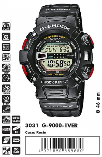 Часы наручные CASIO G 9000 1V фото 5